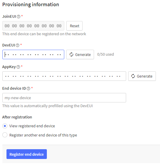 TTN Register Device