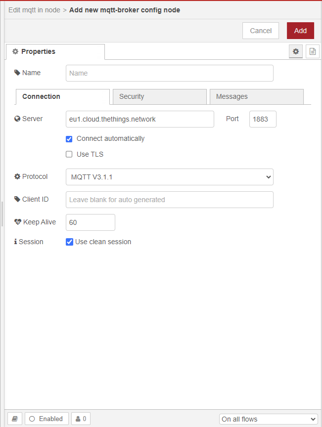 Node-RED MQTT set up